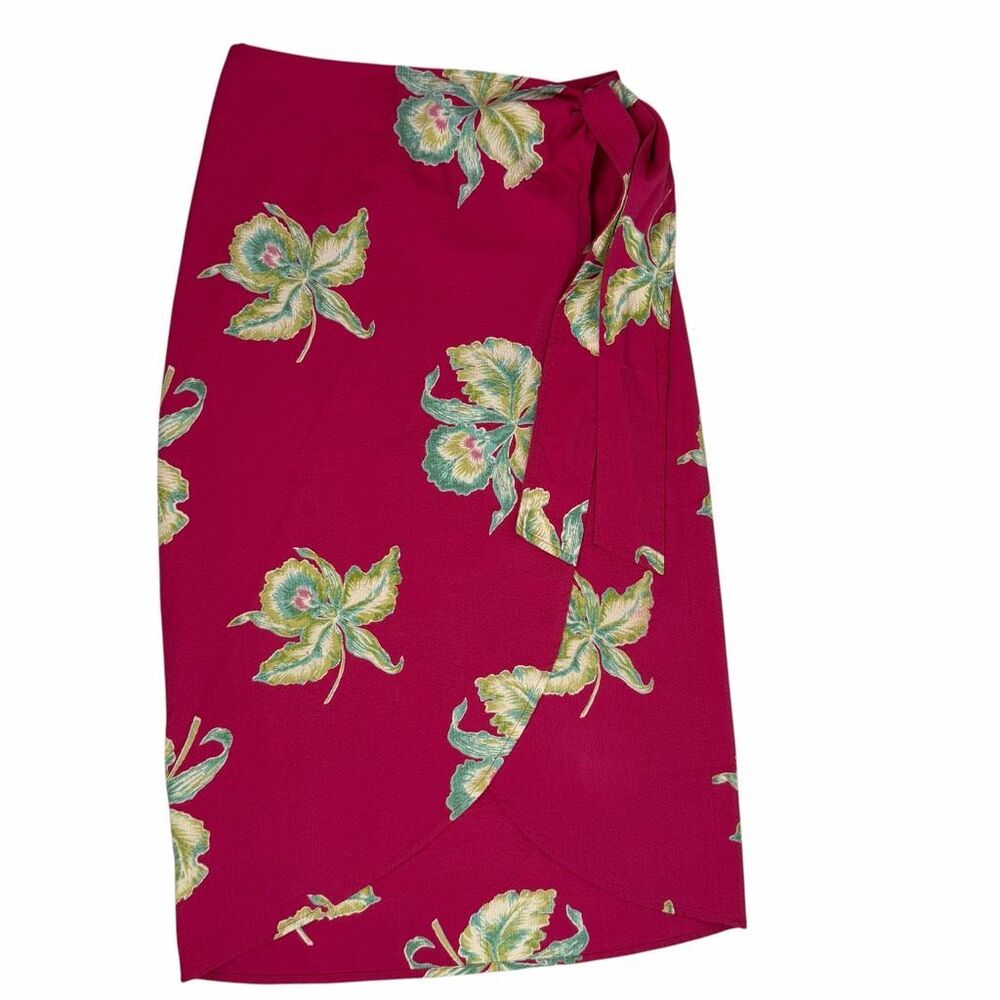 Faherty Pacifica Seersucker Wrap Sarong Skirt size XS Pink Tropical